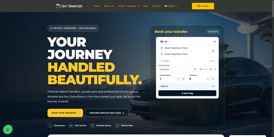 CBA Transfers website homepage