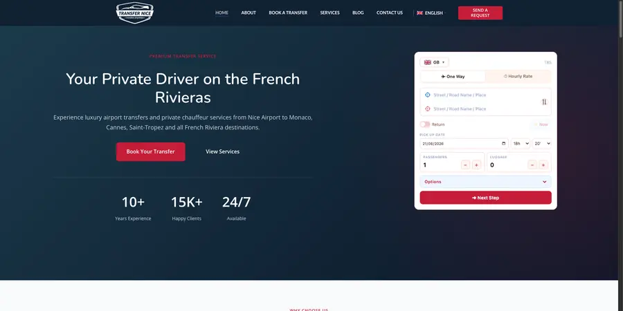 Transfer Nice website homepage